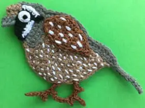 Crochet quail body with wing