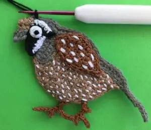 Crochet quail joining for plume