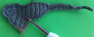 Crochet quail tummy row four