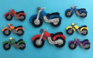 Finished crochet motorbike group landscape