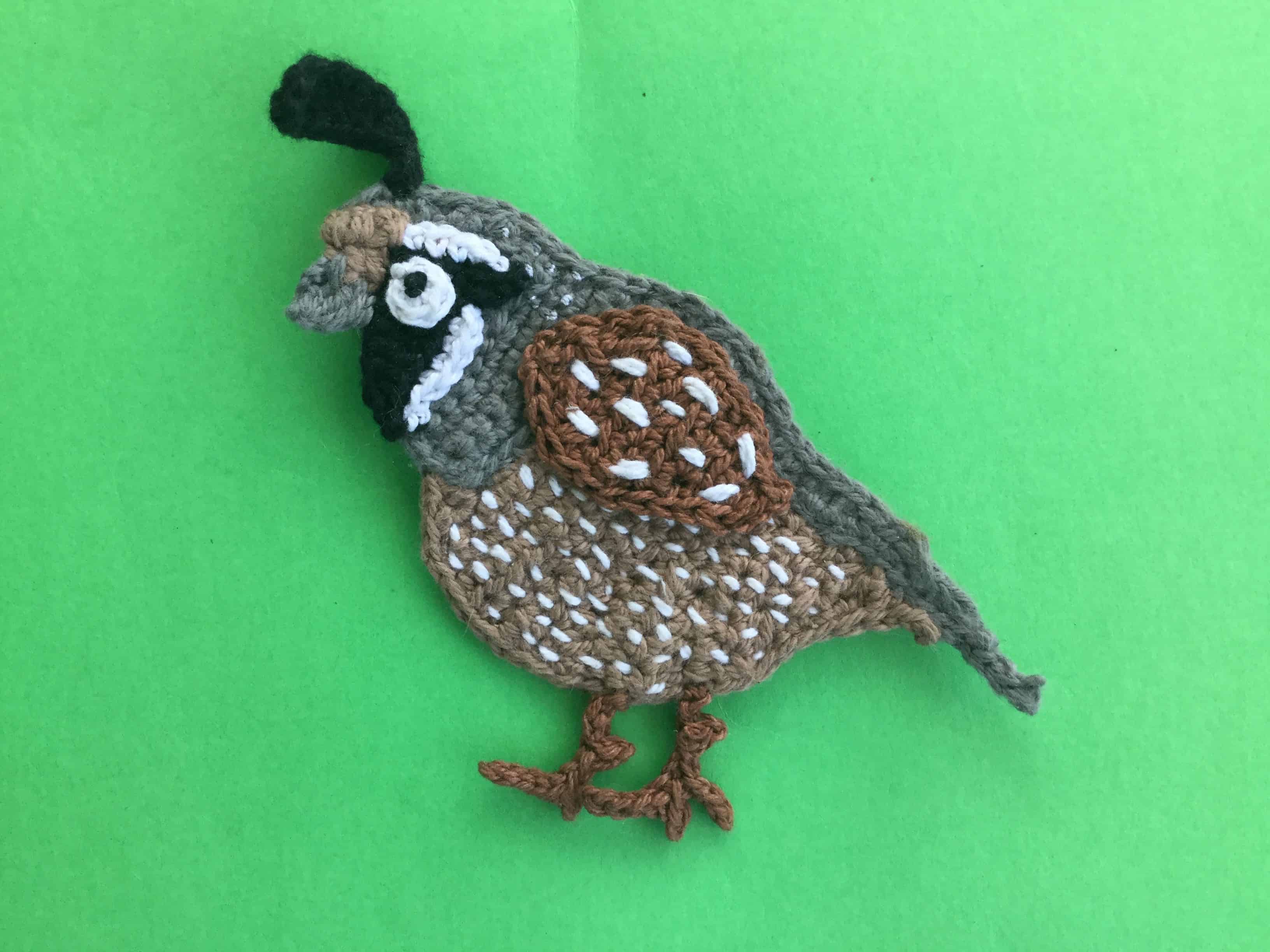 Finished crochet quail landscape