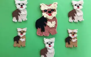 Finished crochet yorkshire terrier group landscape