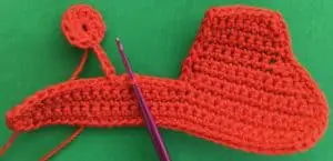 Crochet cement mixer body with arm joined
