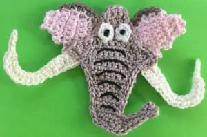 Crochet wooly mammoth head with ears
