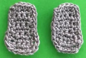 Crochet wooly mammoth legs neatened