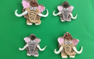 Finished crochet wooly mammoth 2 ply group landscape