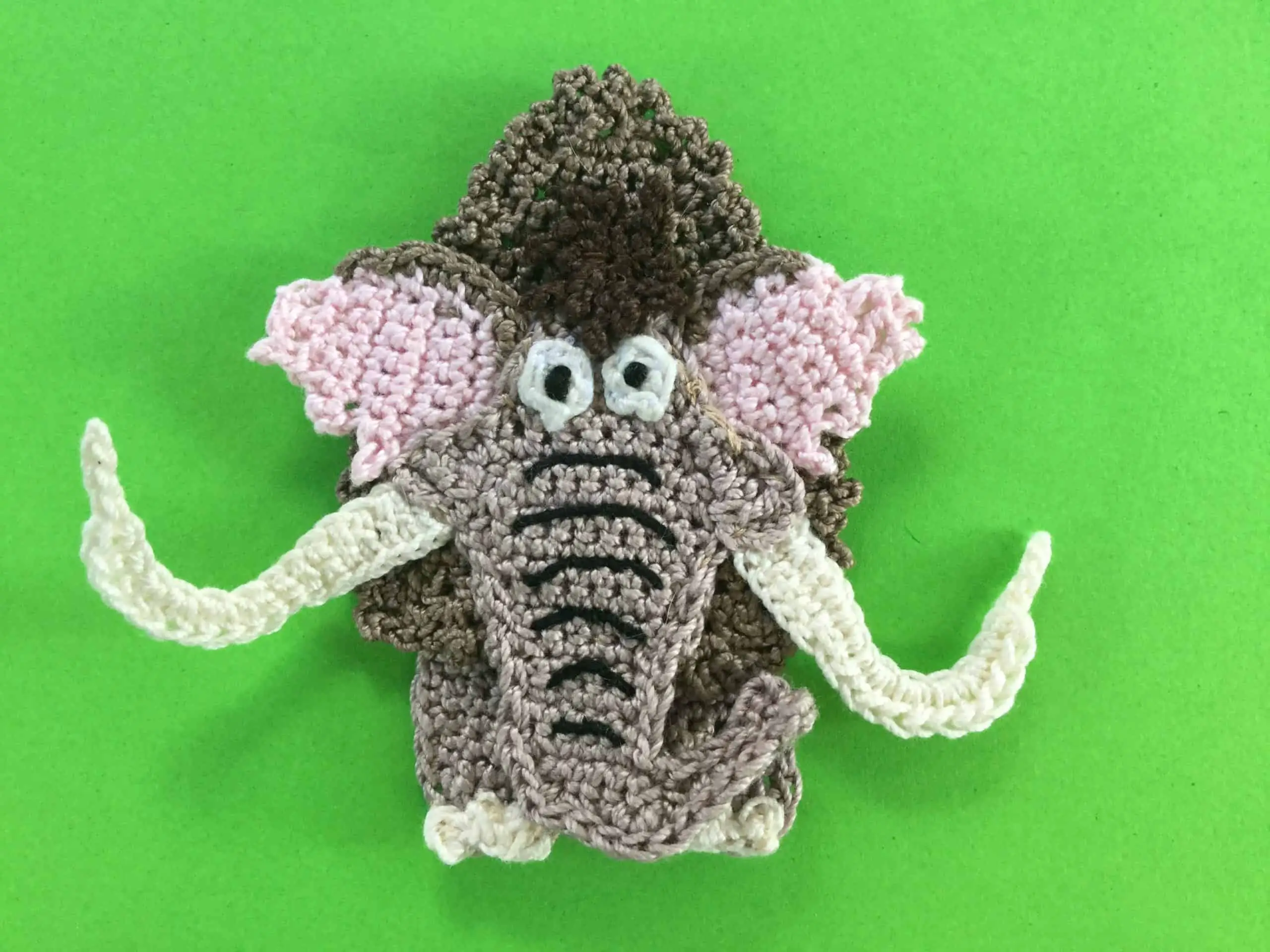 Finished crochet wooly mammoth 2 ply landscape