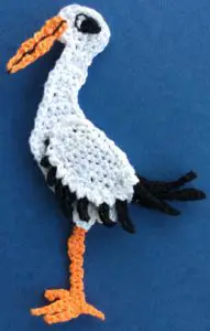 Crochet stork 2 ply body with front leg