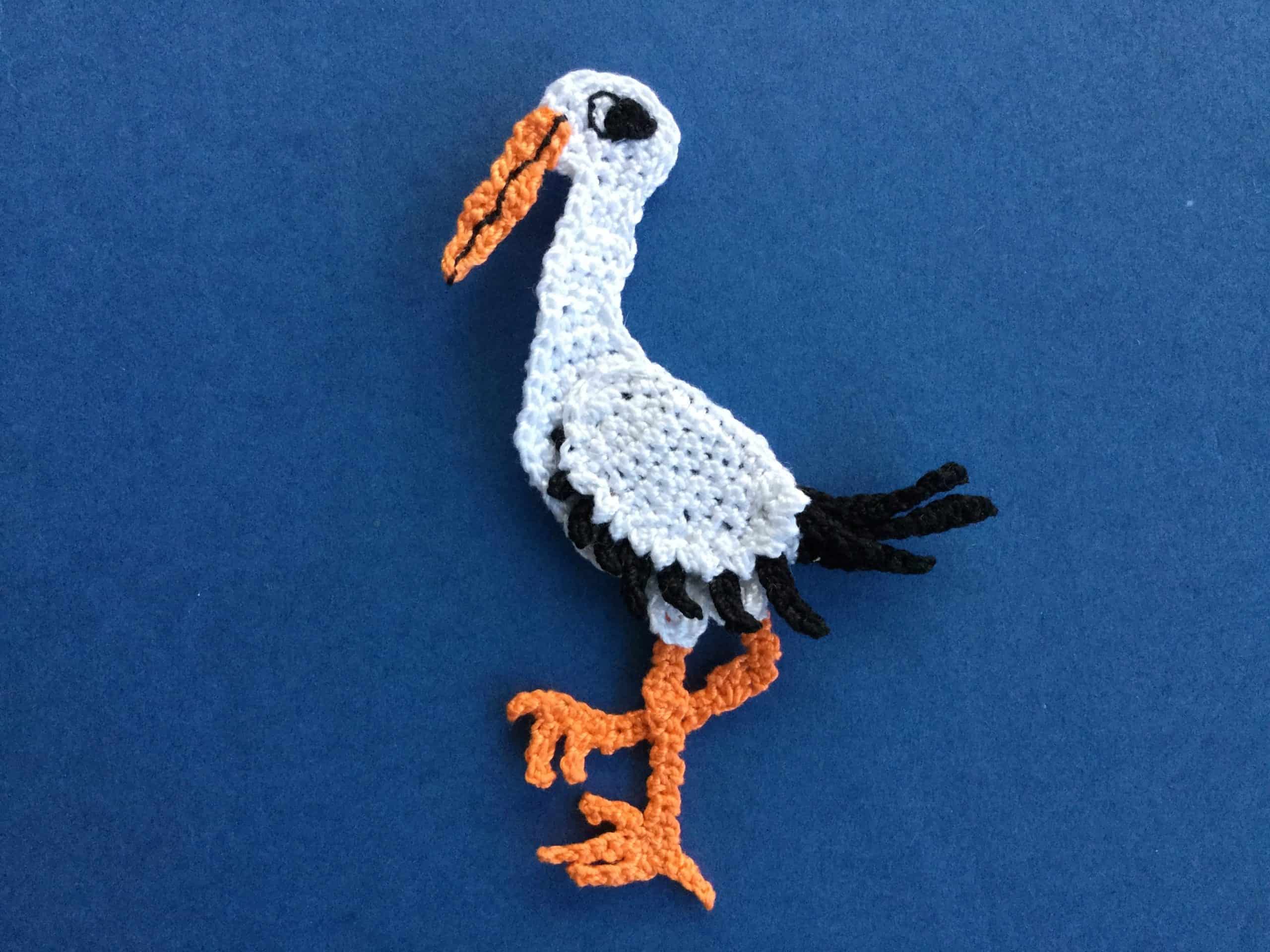 Finished crochet stork 2 ply landscape