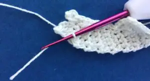 Crochet baby fox 2 ply face marking neatening row 3