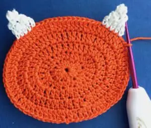 Crochet baby fox 2 ply joining for around ears