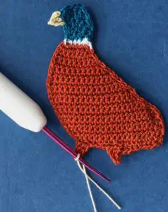 Crochet pheasant 2 ply joining for front leg