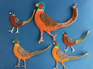 Finished crochet pheasant 2 ply group landscape