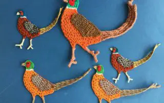 Finished crochet pheasant 2 ply group landscape