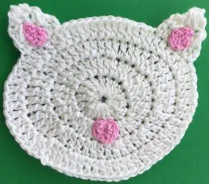 Crochet cat 2 ply head with nose and inner ears