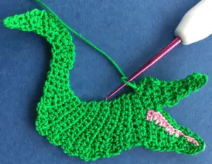 Crochet crocodile 2 ply body neatening row 2