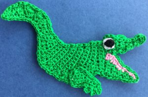 Crochet crocodile 2 ply body with front leg
