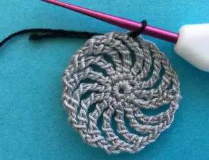 Crochet unicycle 2 ply joining for outer wheel