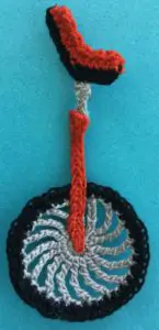 Crochet unicycle 2 ply wheel with frame