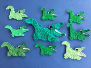 Finished crochet crocodile 2 ply group landscape