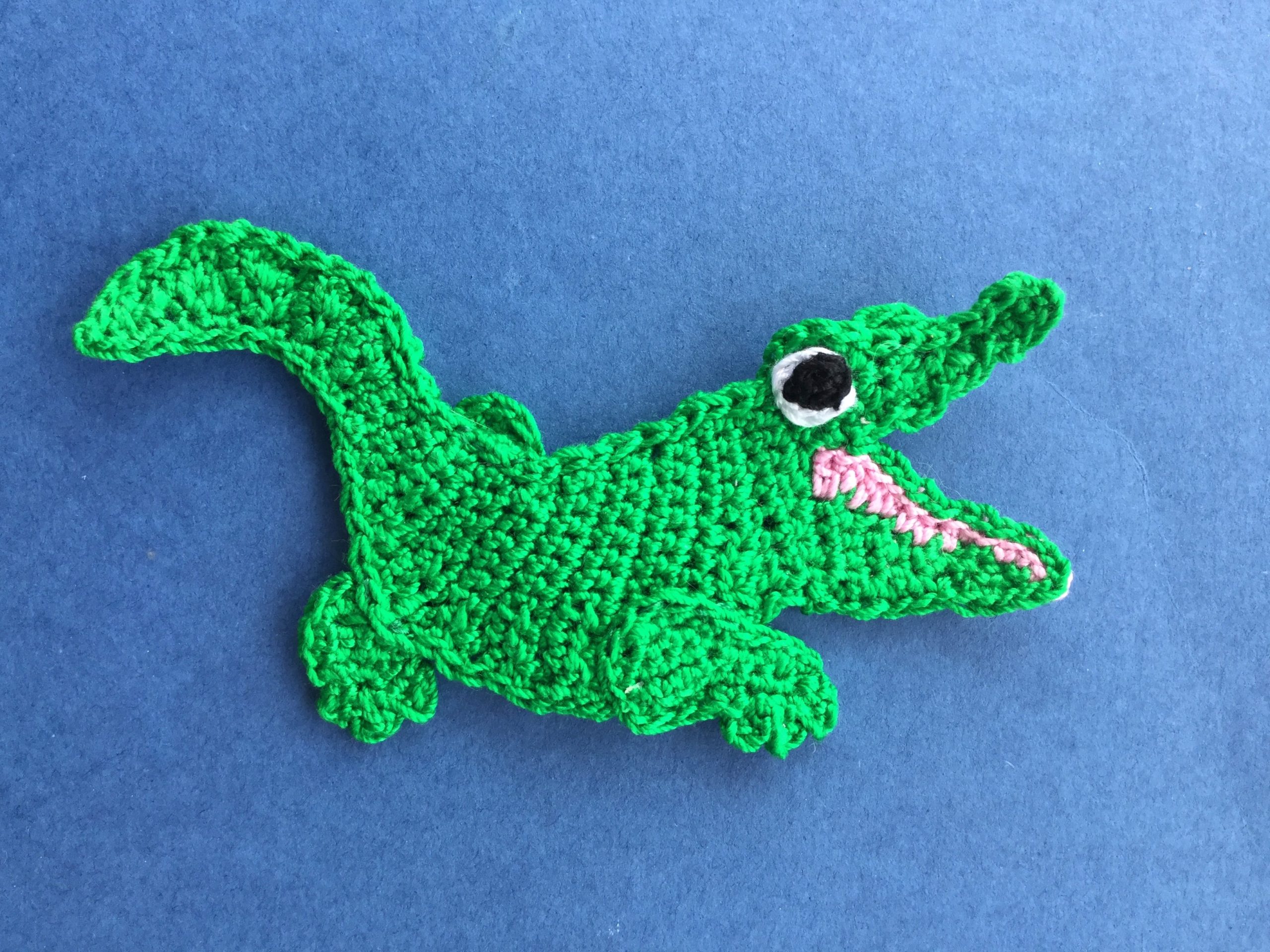 Finished crochet crocodile 2 ply landscape