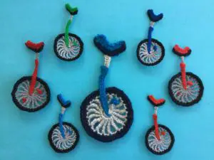 Finished crochet unicycle 2 ply group landscape