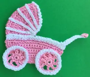 Crochet pram 2 ply carriage with wheels