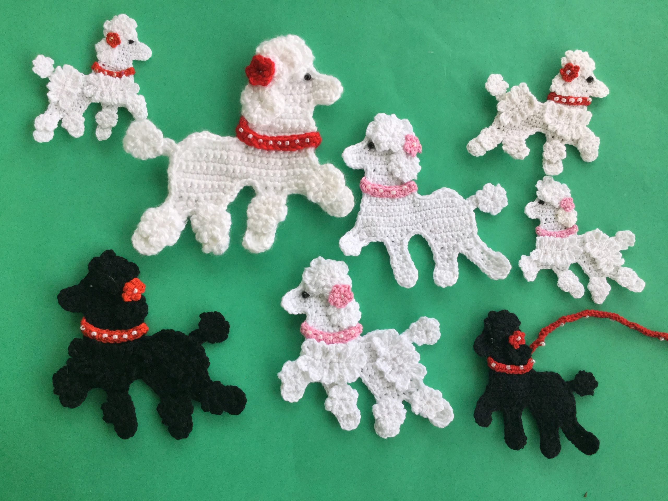 Finished crochet poodle 2 ply group landscape