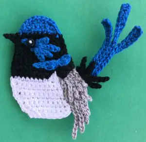 Crochet blue wren 2 ply body with tail