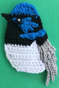 Crochet blue wren 2 ply body with wing