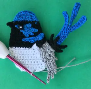 Crochet blue wren 2 ply joining for back leg