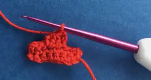 Crochet paint palette 2 ply red paint blob
