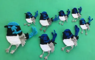 Finished crochet blue wren 2 ply group landscape
