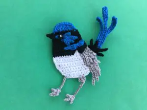 Finished crochet blue wren pattern 2 ply landscape