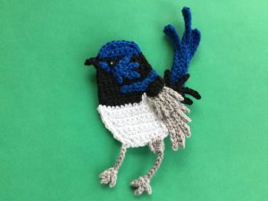 Finished crochet blue wren tutorial 4 ply landscape