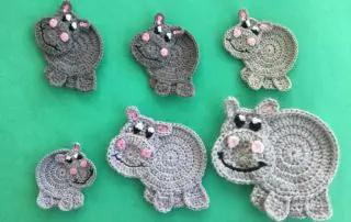 Finished crochet easy hippo 2 ply group landscape