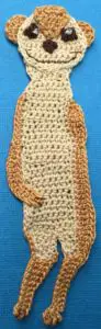 Crochet meerkat 2 ply body with first arm stitched down
