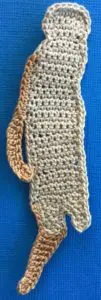 Crochet meerkat 2 ply body with first lower leg