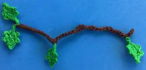 Crochet branch 2 ply branch with holly leaves