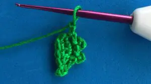 Crochet branch 2 ply holly leaf first half