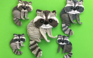 Finished crochet raccoon 2 ply group landscape