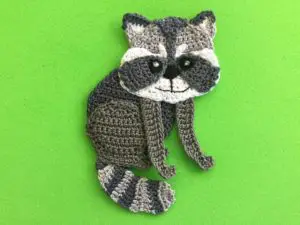 Finished crochet raccoon 2 ply landscape