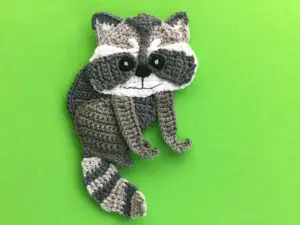 Finished crochet raccoon tutorial 4 ply landscape