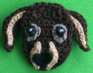 Crochet dachshund 2 ply head with eye markings