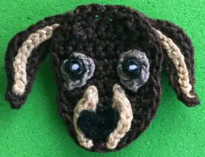 Crochet dachshund 2 ply head with eyebrows
