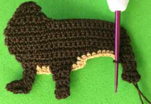 Crochet dachshund 2 ply joining for neatening row