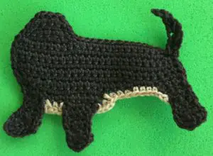 Crochet dachshund 2 ply second front let neatened