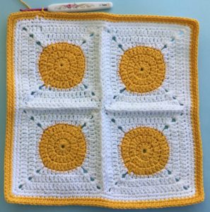 Crochet spring blanket granny edging row four