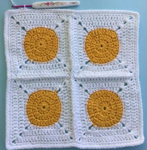 Crochet spring blanket granny edging row two