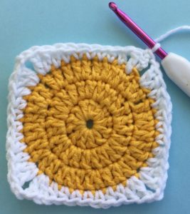 Crochet spring blanket granny row four